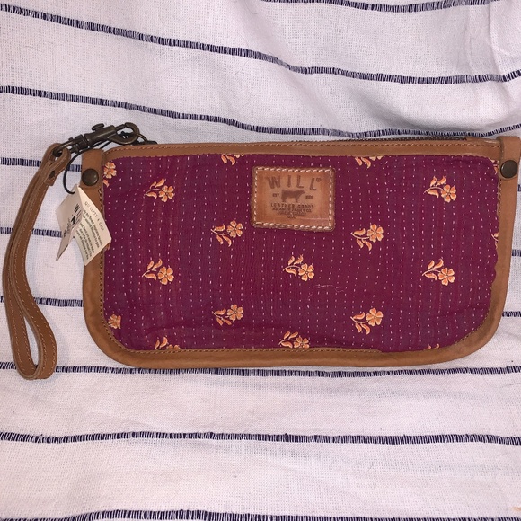 Will Leather Goods Handbags - NWT Will Clutch Fabric & Leather Wristlet